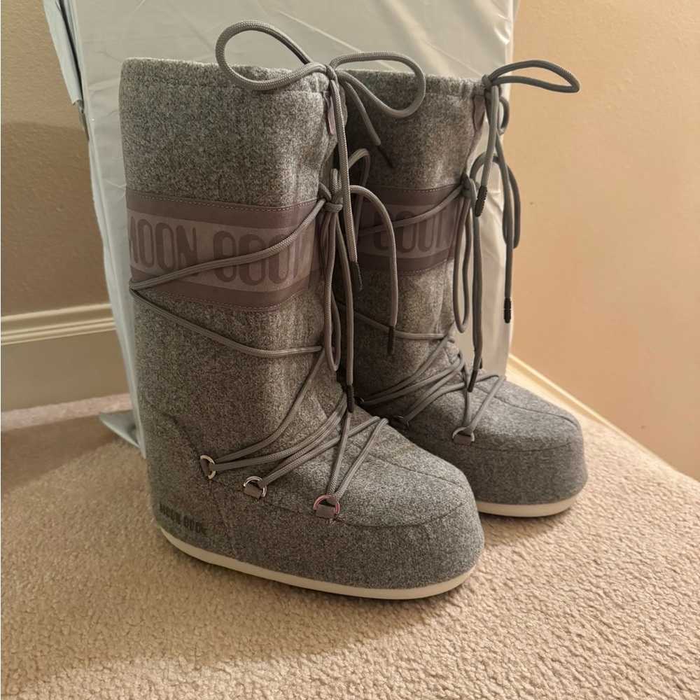 RARE - Moon Boot Icon Felt Grey | Women’s EU 39/40 / US 8.5 -9 | Apres Ski - Picture 7 of 9